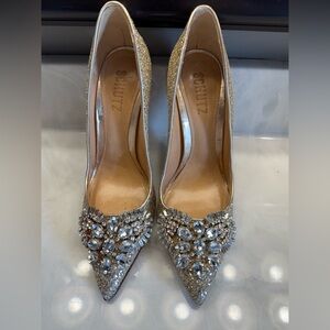 SCHUTZ Gold Pointy Toe Pumps Size 7.5